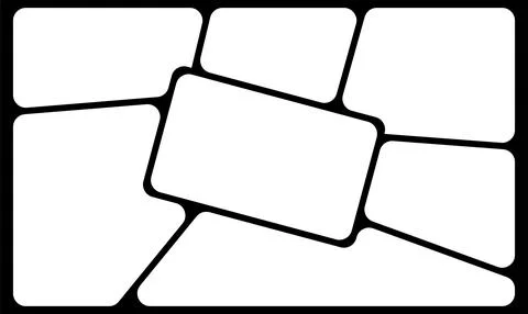 Clean blank comic panel layout featuring irregular rounded frames with bold.. Stock Illustration