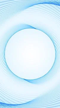 Clean blue circular frame with flowing contour lines, bright digital struct.. Stock Illustration