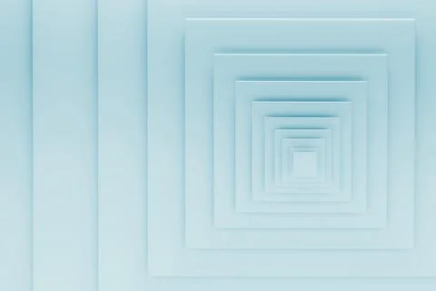 Clean blue concentric squares recede in perfect recursive tunnel, creating so Stock Illustration