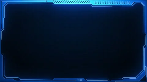 Clean blue interface border visual bright tech edges, dark central grid, and fut Stock Footage 340576014