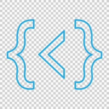 A clean blue outline icon representing programming brackets. Stock Illustration