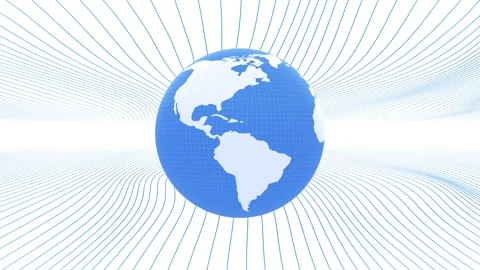 Clean blue planet on lines loop background Stock Footage 229847163