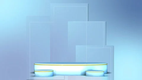 Clean blue product podium background glowing round platforms, panels, soft Stock Footage 334061434