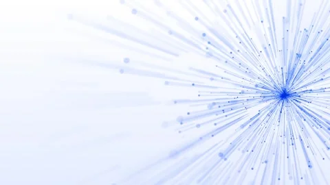 Clean blue radial light visual with white copy space, soft particle dots, and br Stock Footage 340552466