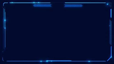 Clean blue tech border visual dark center space, cyan HUD corners, and sleek int Stock Footage 340526465