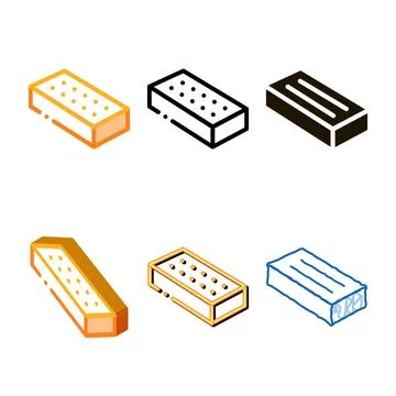 Clean brick block icon vector outline Stock Illustration