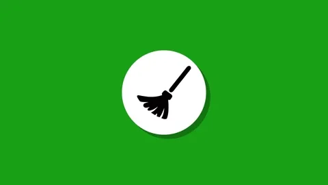 Clean broom icon appears and remains on green screen background motion graphi Stock Footage 329272699