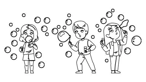 Clean bubble soap kid vector イラスト素材
