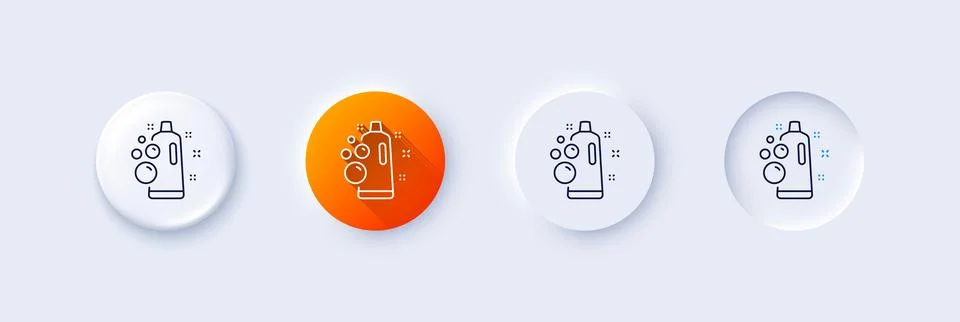 Clean bubbles line icon. Laundry shampoo sign. Clothing cleaner. Line icons Stock Illustration