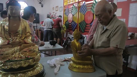 Clean Buddhist God Statues Stock Footage 121698493