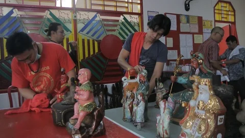 Clean Buddhist God Statues Stock Footage 121698500