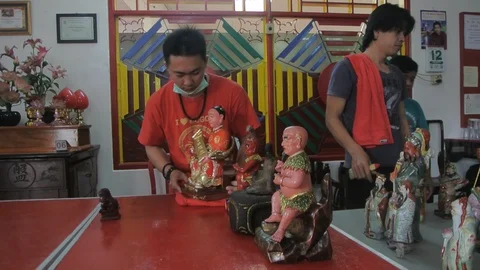Clean Buddhist God Statues Stock Footage 121698610