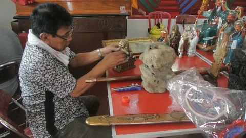 Clean Buddhist God Statues Stock Footage 121698936