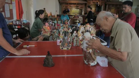Clean Buddhist God Statues Stock Footage 121698954