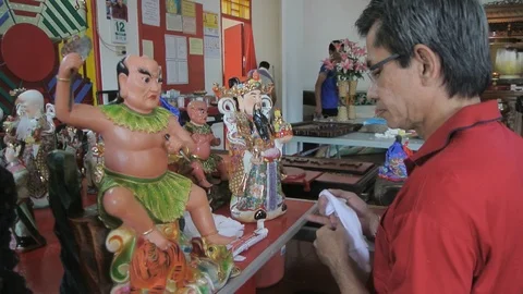 Clean Buddhist God Statues Stock Footage 121699036