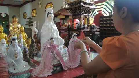 Clean Buddhist Goddess Statues Stock Footage 121662572