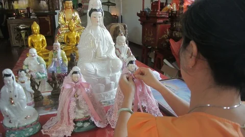 Clean Buddhist Goddess Statues Stock-Footage 121662658