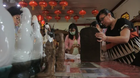 Clean Buddhist Goddess Statues Stock Footage 121662696