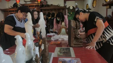 Clean Buddhist Goddess Statues Stock Footage 121698434