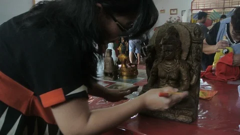 Clean Buddhist Goddess Statues Stock Footage 121698568