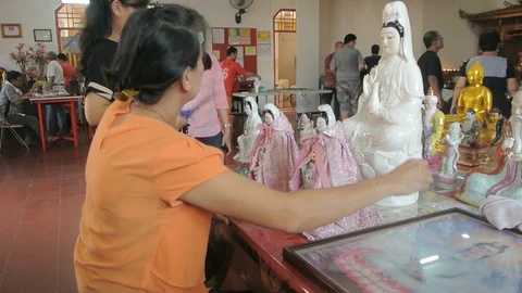 Clean Buddhist Goddess Statues Stock Footage 121698590