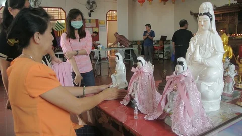 Clean Buddhist Goddess Statues Stock Footage 121698625