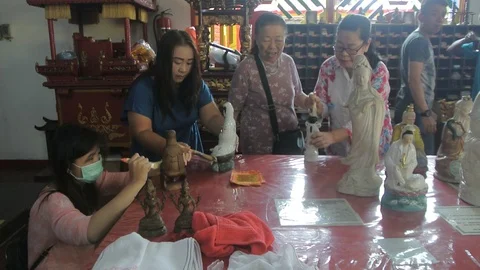 Clean Buddhist Goddess Statues Stock Footage 121698651