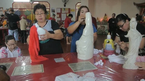 Clean Buddhist Goddess Statues Stock Footage 121699071