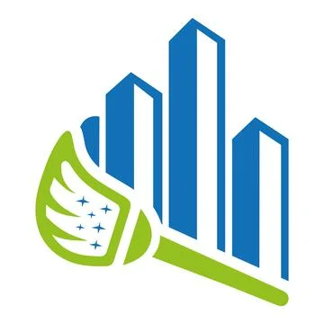 Clean Building City Logo template, Cleaning Service Logo Design Vector Template, Ilustración de archivo