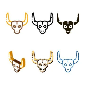 Clean bull with horns icon vector outline Stock Illustration