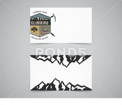 Clean business card template. Mountain adventure, climbing concept with Stock Illustration