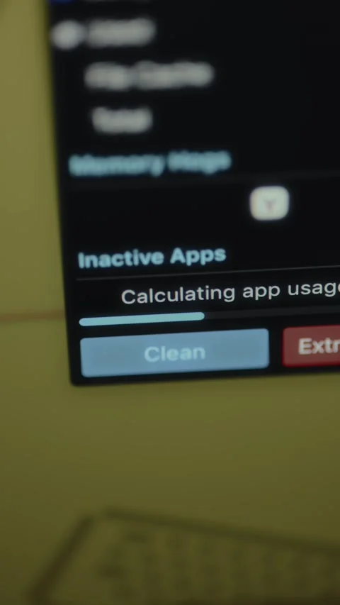 Clean button to remove the inactive apps Stock Footage 327476902