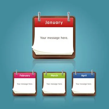 Clean calendar 2013 template, note pad conceptual design set1. Stock Illustration