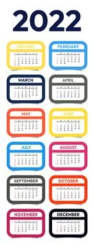 Clean Calendar for 2022 Vector Design Stock Illustration