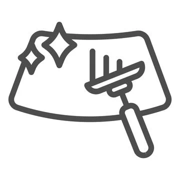 Clean car windshield and scraper line icon, car washing concept, Cleaning Illustration