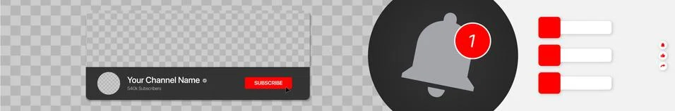 Clean Channel Header Template for Video Platform with Transparent Background Illustrazione stock
