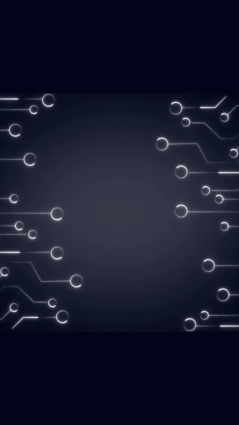 Clean circuit traces map out data pathways over dark blue screens. Geometri.. Stock Footage 345968231