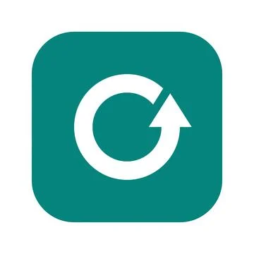 Clean circular arrow icon on teal background representing update and rotati.. Illustrazione stock
