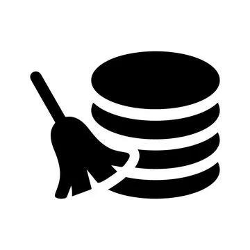 Clean, cleansing, server icon. Black vector graphics. 스톡 일러스트