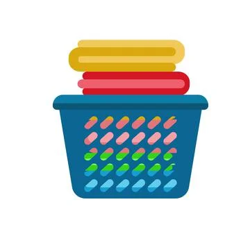 Clean clothes basket icon, flat style 스톡 일러스트