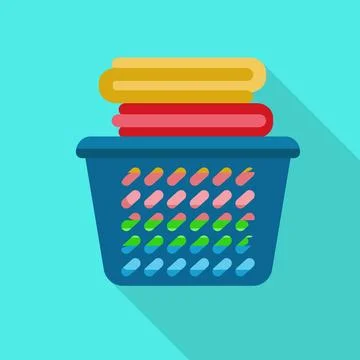 Clean clothes basket icon, flat style Illustrazione stock