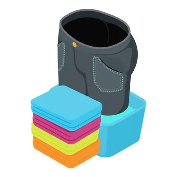 Clean clothes icon isometric vector. Stack of washed colour clothes and trousers Stock Illustration