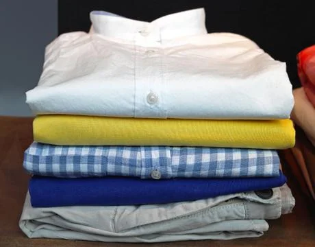 Clean clothes stack Stock Photos
