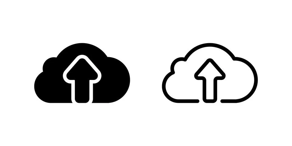 Clean cloud upload icon depicting data transfer, digital backup, and file s.. Stock Illustration