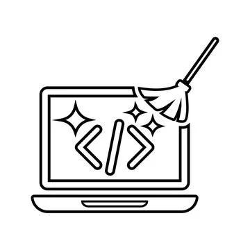 Clean, code, coding outline icon. Line art vector. 库存插图