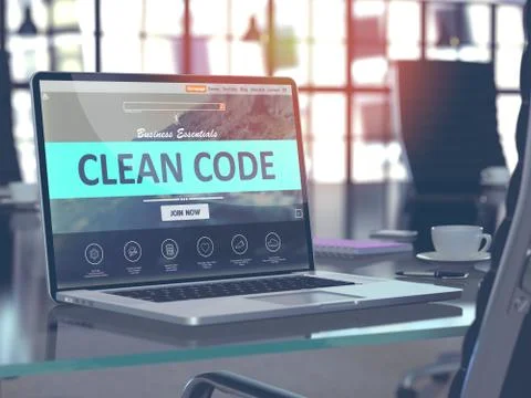 Clean Code on Laptop in Modern Workplace Background 库存插图