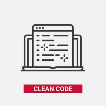 Clean Code - modern single vector line design icon. Illustrazione stock