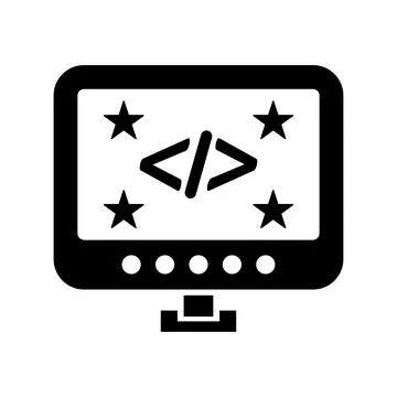 Clean code , monitor optimization icon. Black color Stockillustratie