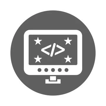 Clean code , monitor optimization icon. Gray version Stock Illustration