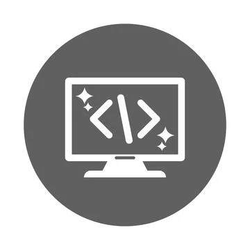 Clean, coding, code icon. Gray vector graphics. Stock Photos